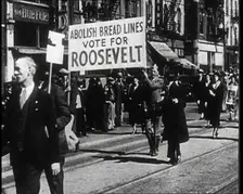 Supporters of Both Presidential Candidates Marching the Streets..., 1932. Creator: British Pathe Ltd