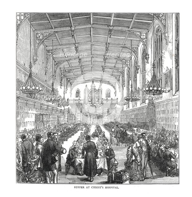 Supper at Christ's Hospital, 1878. Artist: Unknown