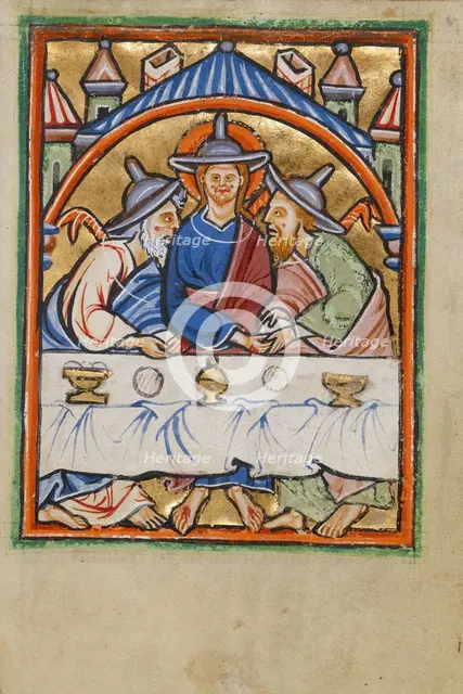 Supper at Emmaus, about 1190-1200. Creator: Unknown.