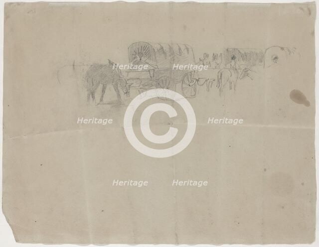 Supply Train and Mules [verso], 1864. Creator: Winslow Homer.