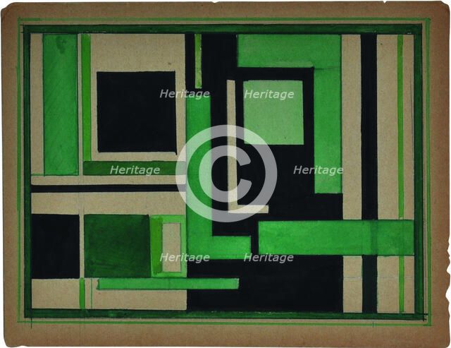 Suprematist Composition with black and green, 1925. Creator: Nikolay Suetin.