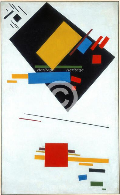 Suprematist painting (Black Trapezoid and Red Square), 1915. Artist: Malevich, Kasimir Severinovich (1878-1935)