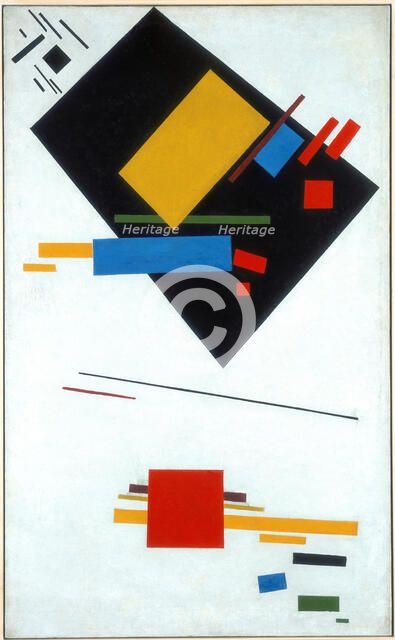 Suprematist painting (Black Trapezoid and Red Square), 1915. Artist: Malevich, Kasimir Severinovich (1878-1935)