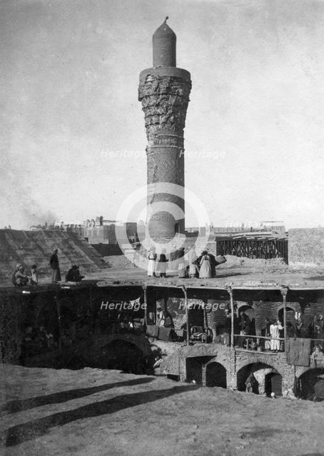 Suq al-Ghazl Minaret, Baghdad, Iraq, 1917-1919. Artist: Unknown
