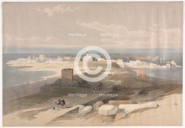 Sur or Tsor, Ancient Tyre from the Isthmus, 1839. Creator: David Roberts (British, 1796-1864).