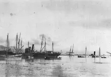 'Sur la Cote Albanaise, a Saint-Jean-De-Medua; Transports torpilles en rade. 1916. Creator: Samson Tchernoff