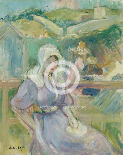 Sur la Plage à Portrieux, 1894. Creator: Morisot, Berthe (1841-1895).