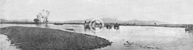 'Sur la route de Monastir; une route inondee dans la plaine au Sud de Kenali', 1916. Creator: Unknown.