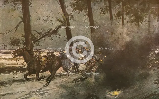 'Sur la route de Souain a Somme-Py : une marmite', 1915. Creator: Francois Flameng.