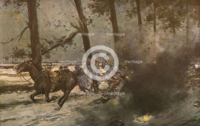 'Sur la route de Souain a Somme-Py : une marmite', 1915. Creator: Francois Flameng.