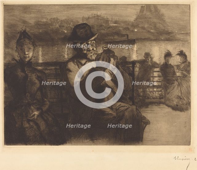 Sur la Seine, la nuit, 1888. Creator: Auguste Lepere.