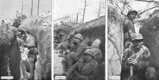 Sur le massif de Moronvilliers; Dans les tranchees de depart, sur les pentes Sud du..., 1917. Creator: Unknown
