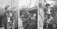 Sur le massif de Moronvilliers; Dans les tranchees de depart, sur les pentes Sud du..., 1917. Creator: Unknown