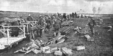Sur le front occidental: la prise de la Crete de Vimy; A l'arriere: le rassemblement des..., 1917. Creator: Unknown