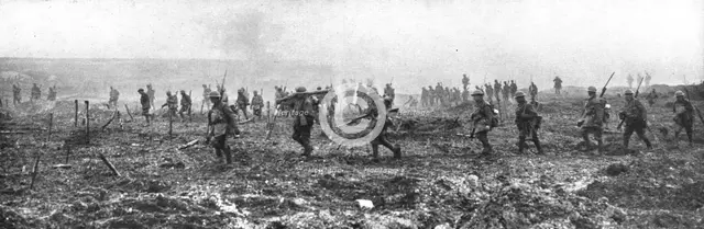 'Sur le front occidental: la prise de la Crete de Vimy; Le marche en avant Canadiens...1917. Creator: Unknown.