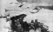 'Sur le Front Oriental; Tranchees russes dans les montagnes de Galicie 1915. Creator: HC Seppings Wright