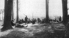 'Sur le front oriental; Un bivouac russe devant Przemysl pendant le siege 1915. Creator: Unknown