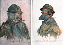 Sur le front d'artois - Feuilles d'Album de Jean Lefort; Masques contre les gaz 1915 (1916). Creator: Jean Lefort
