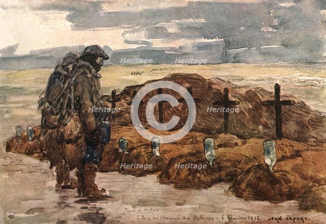 'Sur le front d'artois (fevrier 1916); Tombes des camarades. (Chaque bouteille contient...', 1916. Creator: Jean Lefort.