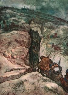 Sur le front d'artois - l'album de Jean Lefort; Une releve par le boyau Lasnier 1915 (1916). Creator: Jean Lefort