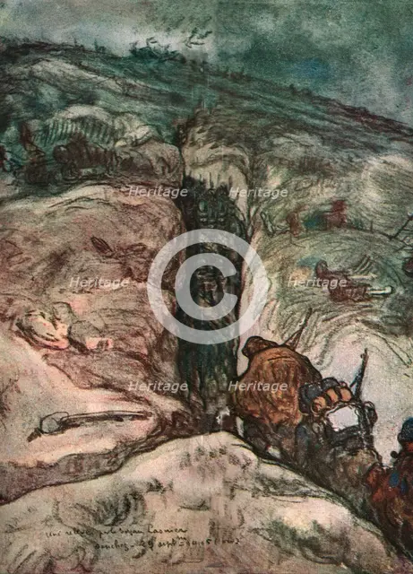 'Sur le front d'artois - l'album de Jean Lefort; Une releve par le boyau Lasnier', 1915 (1916). Creator: Jean Lefort.