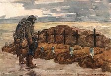 Sur le front d'artois (fevrier 1916); Tombes des camarades. (Chaque bouteille contient... 1916. Creator: Jean Lefort
