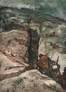 Sur le front d'artois - l'album de Jean Lefort; Une releve par le boyau Lasnier 1915 (1916). Creator: Jean Lefort