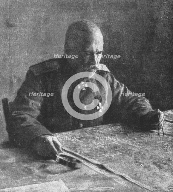 'Sur le front Russe; Le general Sakharof, commandant une armee russe en Volhynie', 1916. Creator: Unknown.