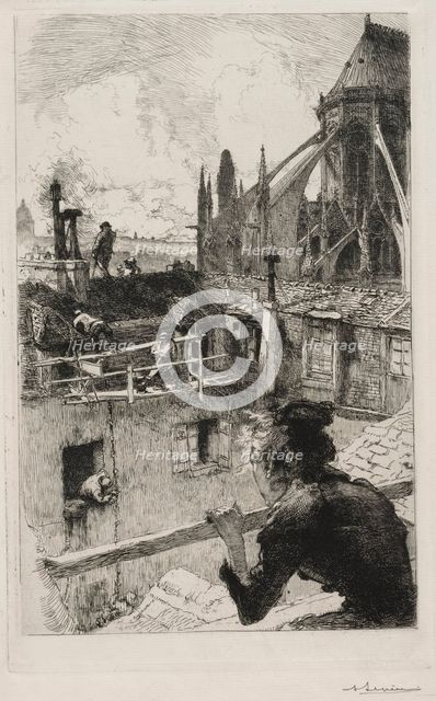 Sur les Toits pres Notre Dame, 1893. Creator: Auguste Louis Lepère (French, 1849-1918).
