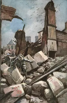 'Sur les vieux remparts de Verdun (au fond, la Cathedrale) 1916 (1924) Creator: Francois Flameng