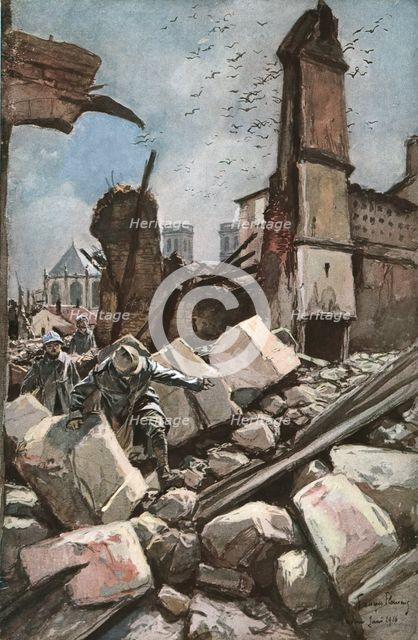 ''Sur les vieux remparts de Verdun (au fond, la Cathedrale)', 1916 (1924) Creator: Francois Flameng.