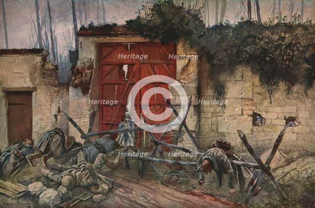 'Sur les Champs de Bataille de 1918; une porte du parc chateau de Plessis-de-Roye', 1918. Creator: Francois Flameng.