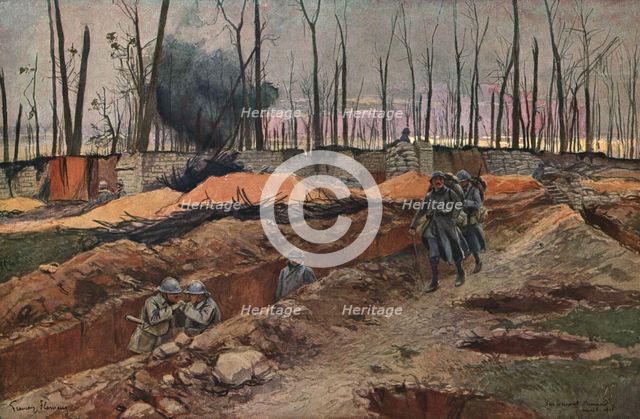 'Sur les Champs de Bataille de 1918; au sommet du Mont Renaud', 1918. Creator: Francois Flameng.