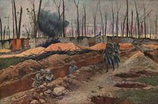 Sur les Champs de Bataille de 1918; au sommet du Mont Renaud 1918. Creator: Francois Flameng