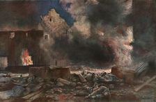 Sur les Champs de Bataille de 1918; la ferme Lessard, entre Marizy et Neuilly-Saint-Front 1918. Creator: Francois Flameng