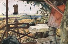 Sur les Champs de Bataille de 1918; l'observatoire du general Mangin pendant notre offensive...1918 Creator: Francois Flameng