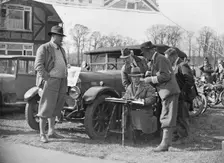 Surbiton Motor Club motorcycle trial, Talbot Hotel, Ripley, Surrey, c1930. Artist: Bill Brunell