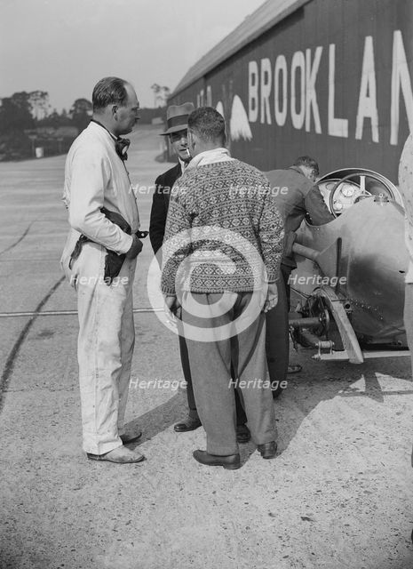 Surbiton Motor Club race meeting, Brooklands, Surrey, 1928. Artist: Bill Brunell.