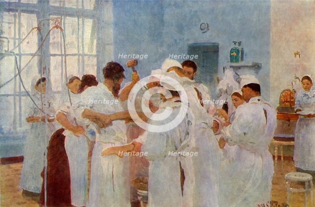 'Surgeon Yevgeni Vasilyevich Pavlov (1845-1916) in the Operating Theatre', 1888, (1965). Creator: Il'ya Repin.