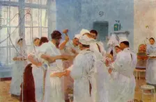 Surgeon Yevgeni Vasilyevich Pavlov (1845-1916) in the Operating Theatre 1888, (1965). Creator: Il'ya Repin