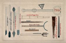 Surgical instruments, mainly cannulae and spatulas. Creator: Unknown