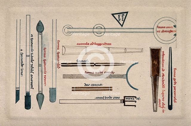 Surgical instruments, mainly cannulae and spatulas. Creator: Unknown.
