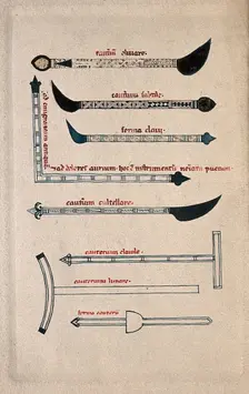Surgical instruments, mainly cautery irons. Creator: Unknown