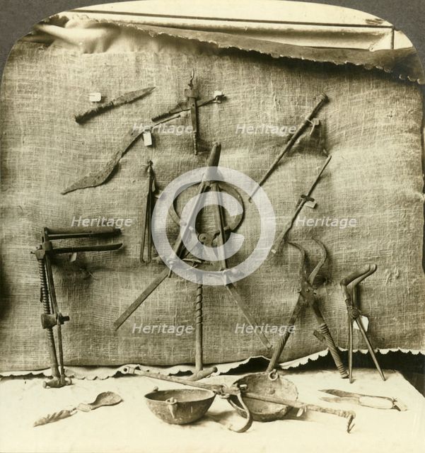 'Surgical instuments from Pompeii physician's home, Naples, Italy', c1909. Creator: Unknown.