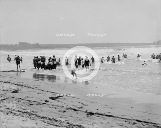 Surf bathing at Easton's Beach, Newport, R.I., between 1900 and 1905. Creator: Unknown.