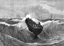 Surf-boat at Madras going out to a ship, 1876. Creator: J Greenaway