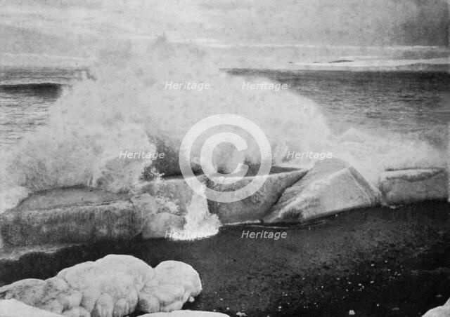 'Surf Breaking Against Stranded Ice at Cape Evans', c1910–1913, (1913). Artist: Herbert Ponting.