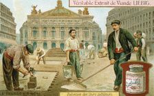 Surfacing a Paris street with wooden blocks, c1900. Creator: Unknown