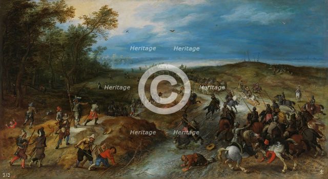 Surprise Attack on a Convoy, 1620. Creators: Jan Brueghel the Younger, Sebastian Vrancx.