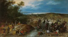 Surprise Attack on a Convoy, 1620. Creators: Jan Brueghel the Younger, Sebastian Vrancx